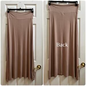 Free To Live Boho Mocha Stretchy Fold Over Maxi Skirt XL